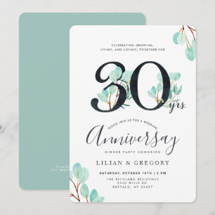 Convites Tema Eucalyptus do 30 Anniversário em Crescimento