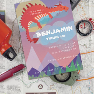 Convites Tema Fantasia Dragão Sleepover Campout