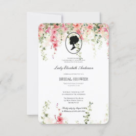 Convites Tema floral rosa de Bridgerton, chá de noiva Regen