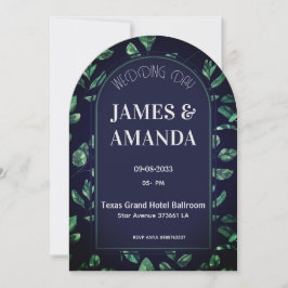 Convites tema floral verde e azul elegante