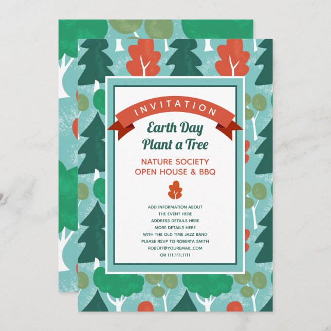 Convites Tema Floresta do Tema Natureza  (Frente/Verso)