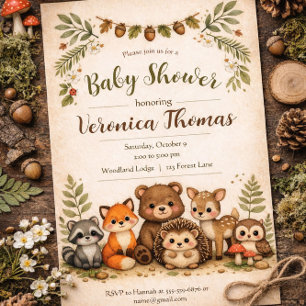 Convites Tema Florestal Animais da Floresta Adoráveis Chás