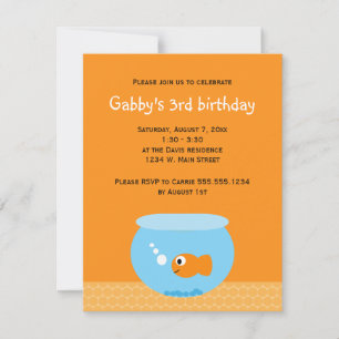 Convites Tema Goldfish Aniversário de criança Azul
