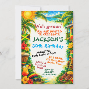 Convites Tema Jamaicano de Reggae Tropical de Aniversário