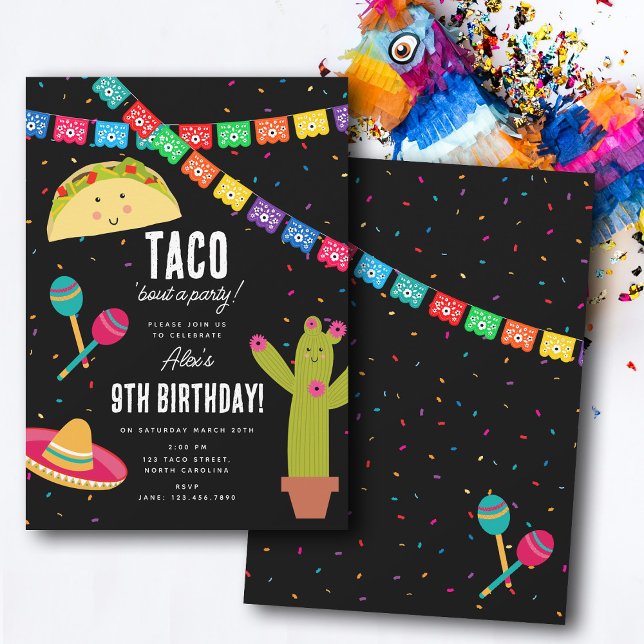 Convites Tema mexicano Fiesta - Taco Bout a Festa Aniversár (Mexican Theme Fiesta - Taco Bout a Party Birthday Invitation)