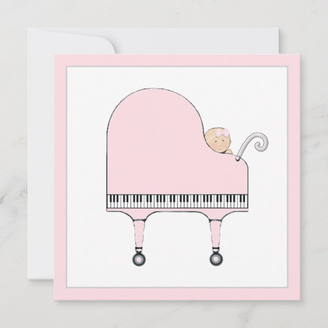Convites Tema Musical de Chá de Bebê Menina (Frente)