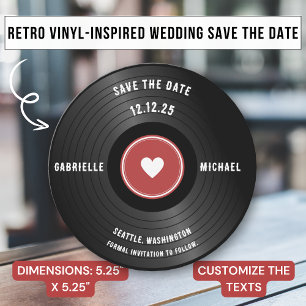 Convites Tema Musical em Vinil Retro Vibe Vermelho Salvar a