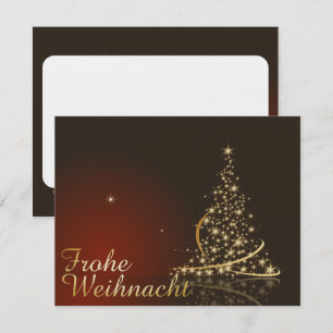 Convites Tema natalino vermelho com árvore de Natal dourada