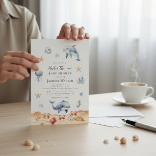 Convites Tema Oceano Aquarela Golfinho Chás de Bebê