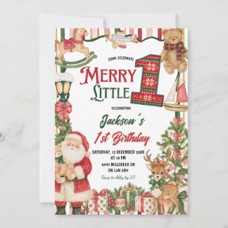 Convites Tema Papai Noel Aniversário de Um Ano Feliz