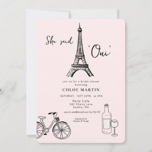 Convites Tema parisiense 'Ela disse Oui' Chás de noiva