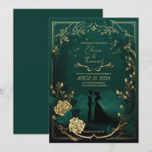 Tema romântico em Emerald Green e detalhes do Ouro