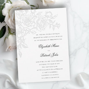Convites Tema Rosa Amada Branco Formal Clássico Casamento