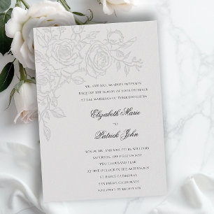 Convites Tema Rosa Amada Marfim Formal Clássico Casamento