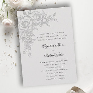 Convites Tema Rosa Atemporal Marfim Casamento Formal Clássi