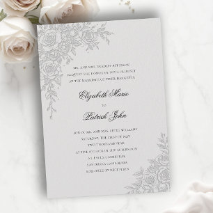 Convites Tema Rosa Gracioso Marfim Formal Clássico Casament
