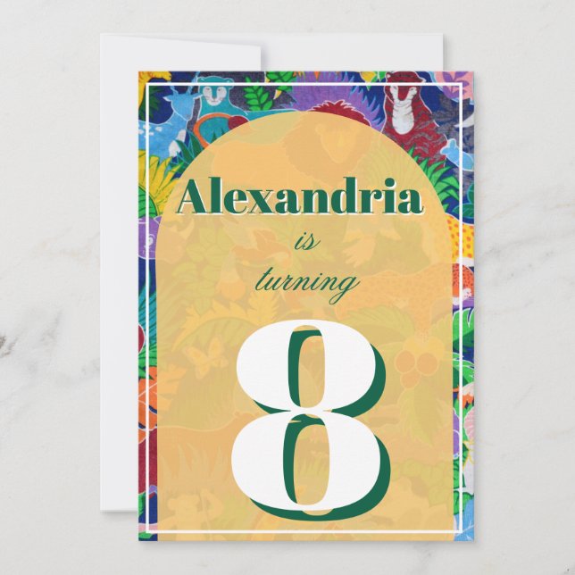 Convites Tema Safari Colorido Aniversário Ocupado (Frente)