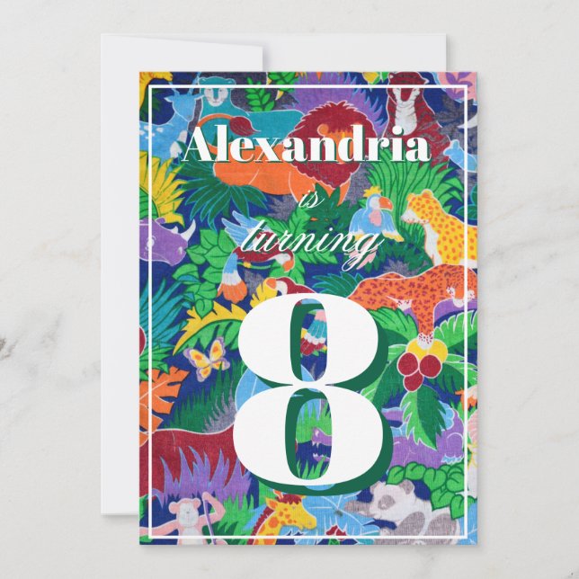 Convites Tema Safari Colorido Aniversário Ocupado (Frente)