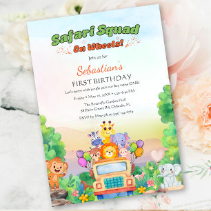 Convites Tema Safari Ride – Fera 1º Aniversário Menino