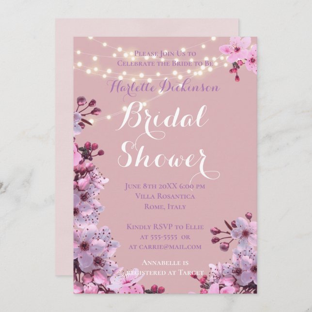 Convites Tema Sakura (Frente/Verso)