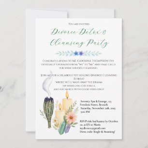 Convites Tema Spa & Detox do Partido da Limpeza do Divórcio