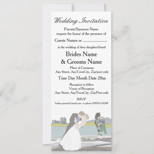 Convites Tema tradicional de casamento escocês e celta (Frente)