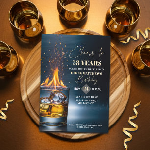 Convites Tema Uísque Dourado para Homens no 58º Aniversário