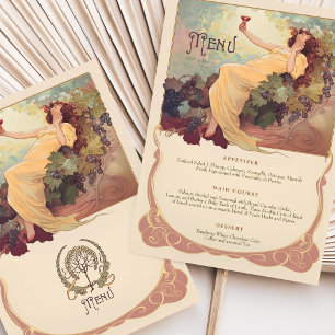 Convites Tema Vinho Arte Nouveau Janto Casamento Menu Flora