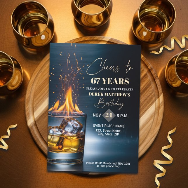 Convites Tema Whiskey Dourado para Festa de Aniversário de  (Criador carregado)