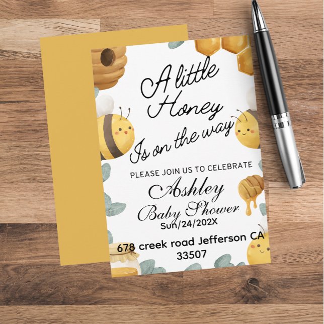 Convites Temas de Chá de Bebê de Verão Abelha Mel  (Criador carregado)