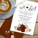 Convites Temos! Casamento outono Elegante de Rosas de Laran<br><div class="desc">Este belo convite de casamento bócio apresenta um aglomerado de rosas pintados à mão em tons de laranja, pêssego, e número queimado, juntamente com folhas de eucalipto e folhagem de jardim. O título está escrito em letras de rico e diz: "Fazemos! com um coração giro e crocante entre nós. Este...</div>