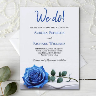 Convites Temos. Casamento Romântico Real Rosa Azul Elegante