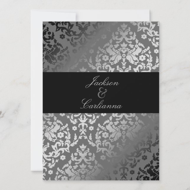 Convites Tempestade de Cinza Damask 311-Dazzling Convide 5, (Frente)