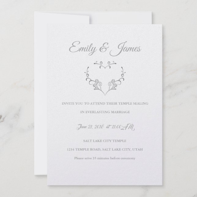 Convites Temple Wedding Invitation-Rico Heart (Frente)