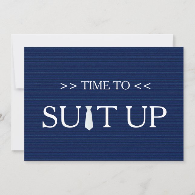 Convites Tempo ao laço branco azul de Suitup (Frente)