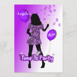 Convites Tempo de Festa Glitzy Roxo Personalizado para Garo