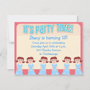 Convites Tempo do partido da menina do anos 50 do