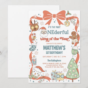 Convites Tempo maravilhoso do ano Natal 1º aniversário.
