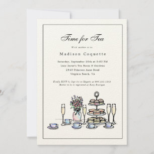 Convites Tempo Whimsical Elegante para o Chá de fraldas Tea