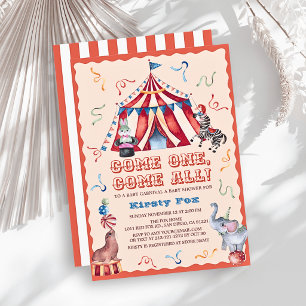 Convites Tenda de Circo Carnaval Animais Chá de Bebê