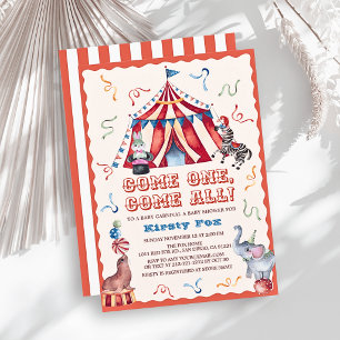 Convites Tenda de Circo de Carnaval Animais Chá de Bebê