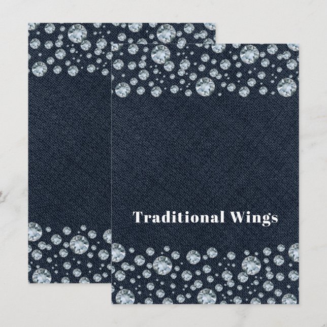 Convites Tenda de comida de mesa Brilho de diamantes de jea (Frente/Verso)