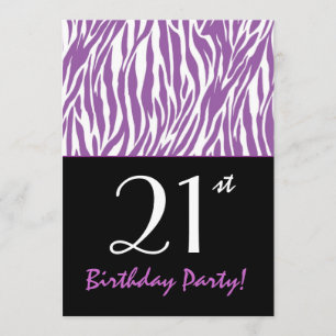 Convites Tendência de Ano Personalizada Zebra Stripes Roxo