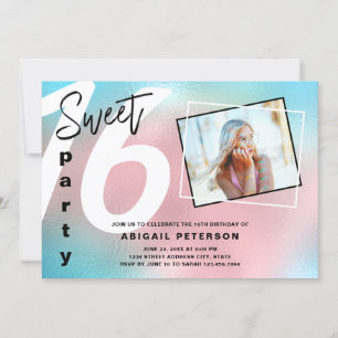 Convites Tendência elegante moderna holográfica doce deze