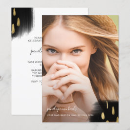 Convites Tendência Festa de formatura de Pretos e Dourados 