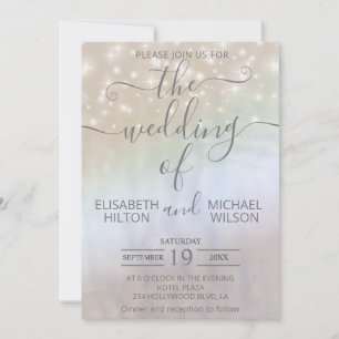 Convites Tendência romântica de pérolas holográficas