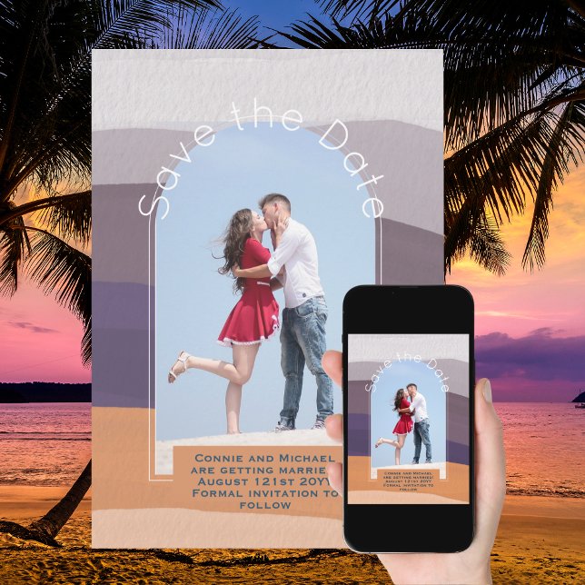 Convites Tendência Salvar a Data | Foto Chic Laranja Roxo (Criador carregado)