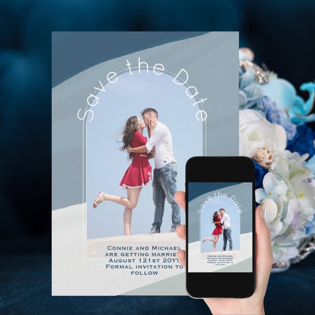 Convites Tendência Salvar a Data | Fotografias Azuis (Criador carregado)