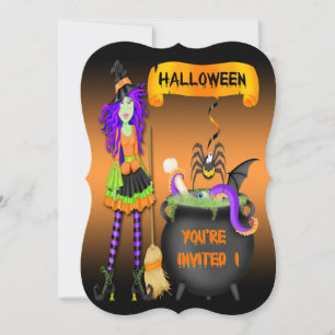 Convites Tendy Halloween Witch Cauldron - Estilo Invi