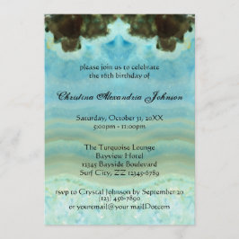 Convites Tendy Modern Aqua Blue Crystal Sweet 16